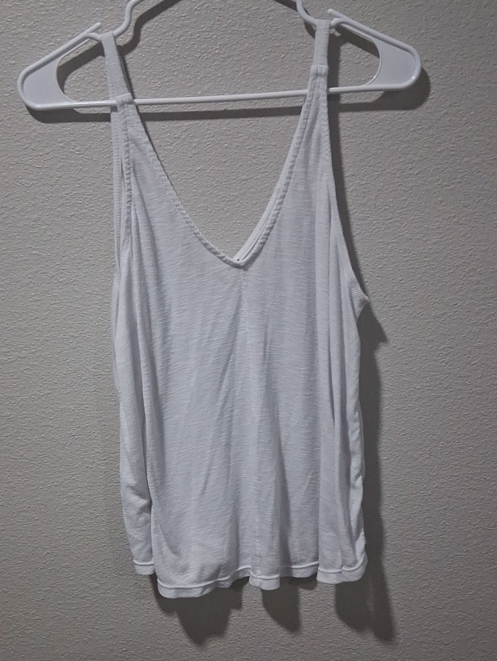 Free People White V-Neck Slub Knit Camisole